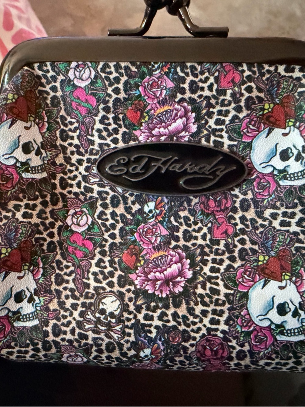 Ed Hardy Multicolor Leopard Skull Floral  coin